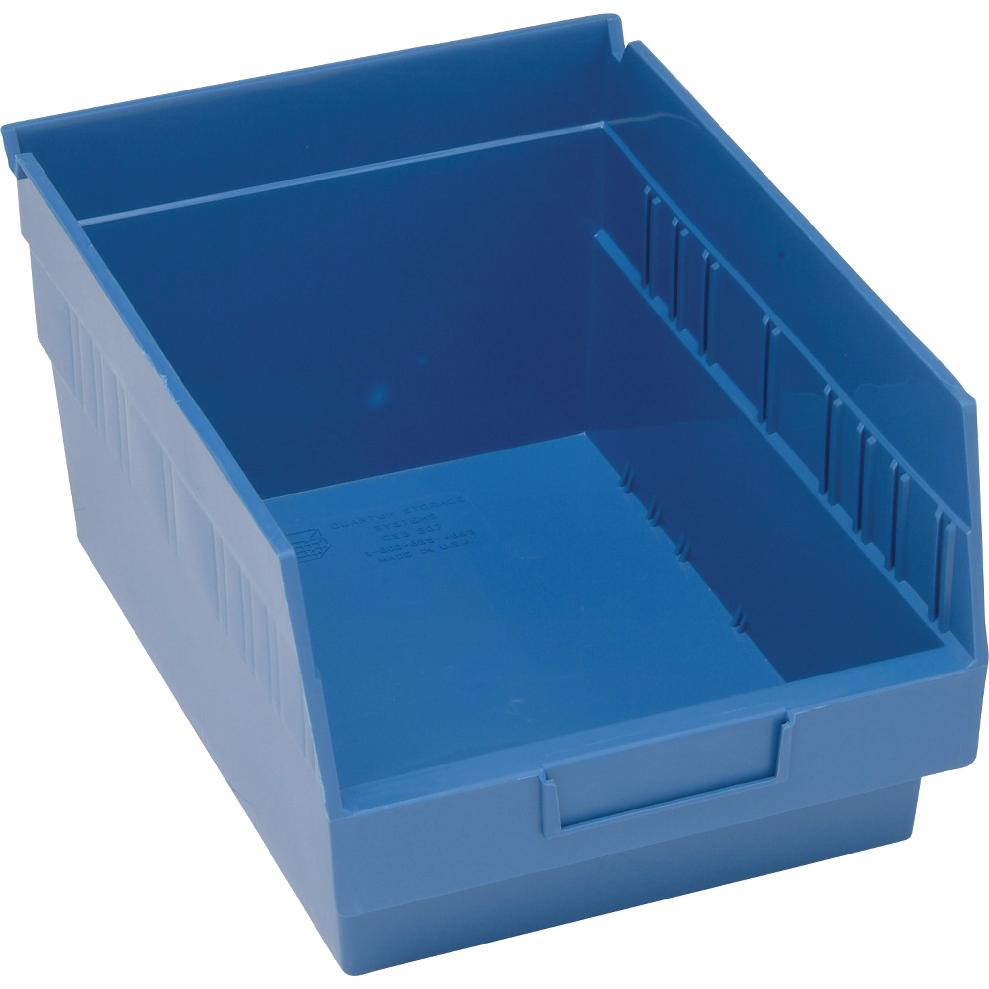 Quantum Storage Store-More 6in. Shelf Bin, 11 5/8in.L x 8 3/8in.W x 6in.H Size, Blue, Carton of 20, Model# QSB207BLCS
